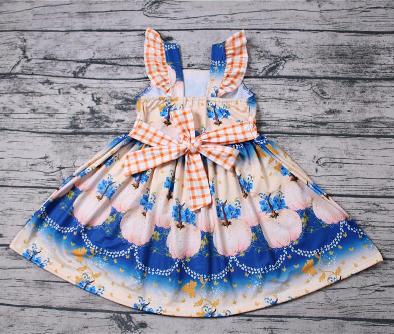 Fall Beautiful Sleeveless Baby Girls Adorable Twirl Pumpkin Dress