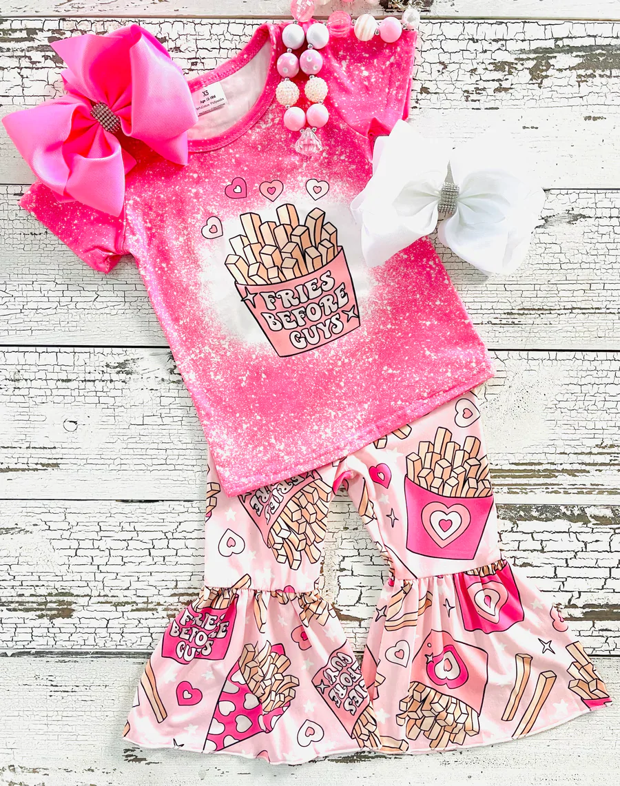 Valentine Fries Pink Bleach Girls Set