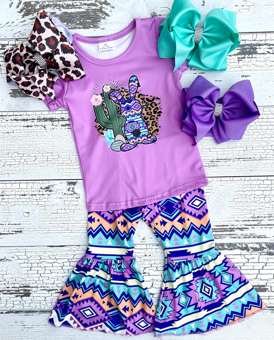 Purple Easter Rabbits Aztec Girls Outfits