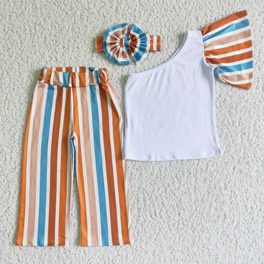GSPO0076 Striped Print Baby Girls Outfits