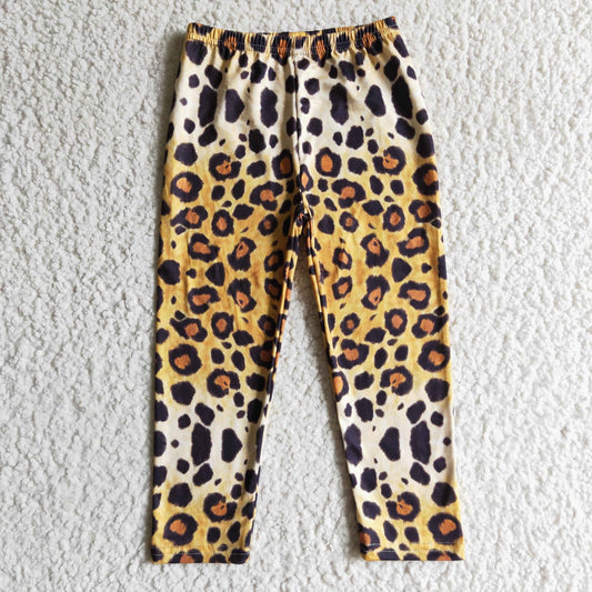 P0012  Yellow Leopard Print Girls Pants