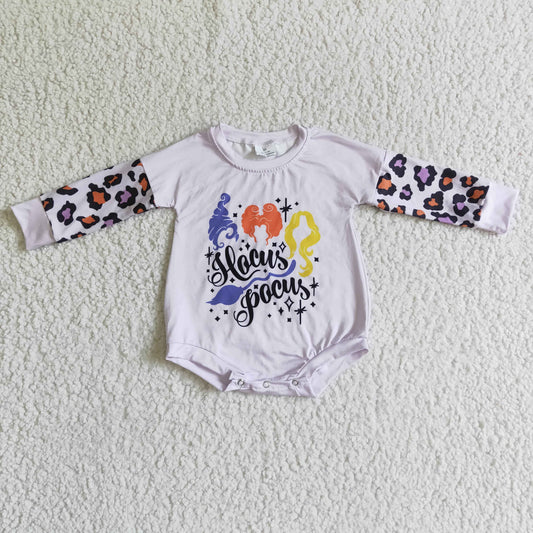 LR0062 Purple Halloween Cartoon Baby Bummies Romper