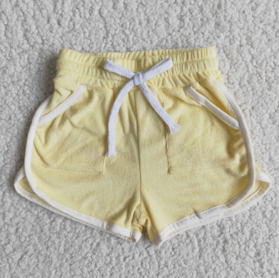 B0-24  Yellow Solid Color Sport Shorts