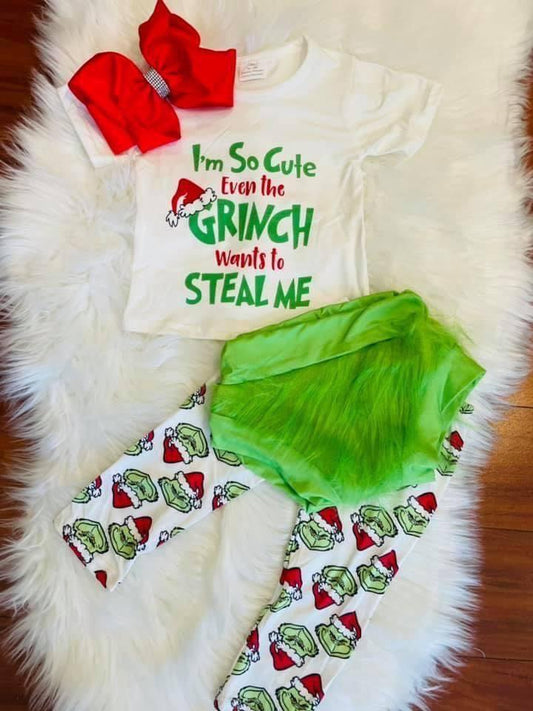 Green 3pcs Casual Kids Outfits