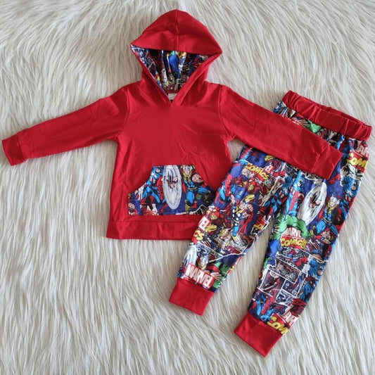 Boys Casual Cartoon Kids Hoodie Set