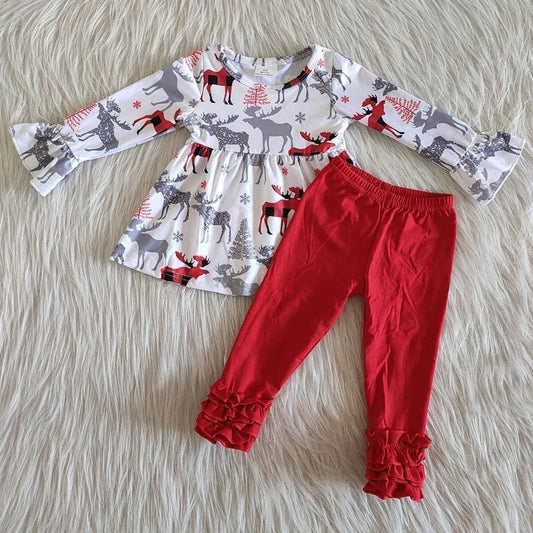 6 A24-3 Christmas Deer Baby Girls Casual Outfits