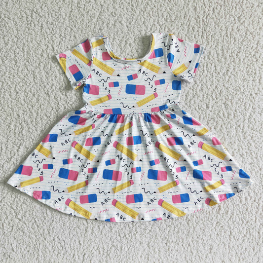 GSD0076 Pencil Baby Girls Back to school Twirl Dress