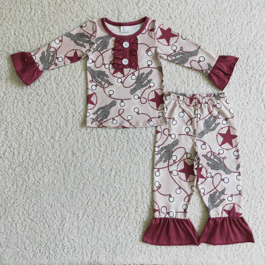GLP0292 Western Cactus Christmas Girls Pajamas