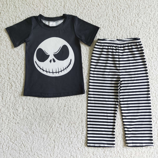 BSPO0025 Boys Halloween Black Striped Print Kids Outfits