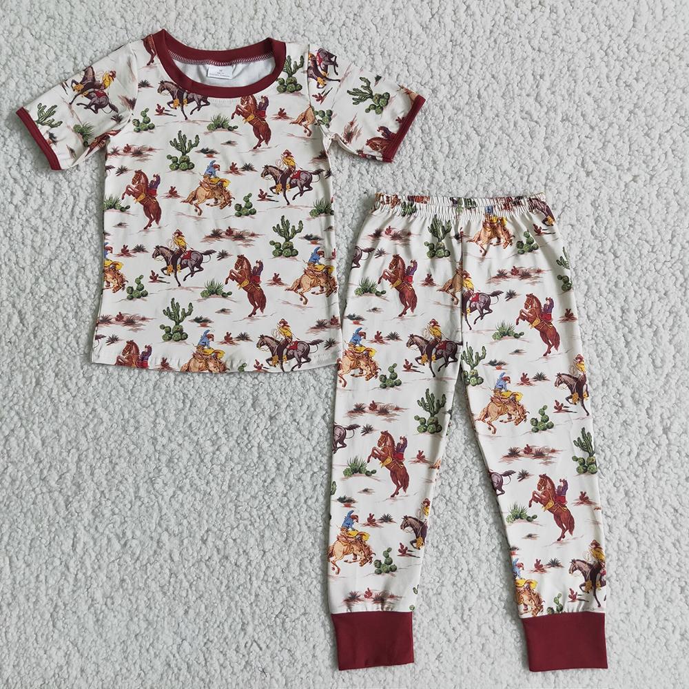 Western Short Sleeve Fashion Cactus Print Summer Pajamas