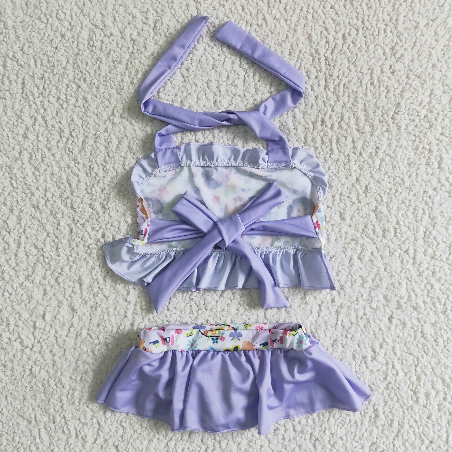 S0006 Purple Cartoon Kids Bathing Suits Swimsuits