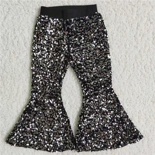 E5-30 Black Sequin Bell-bottom Hot Sale Kids Pants