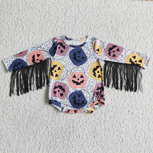 LR0048 Halloween Tassels Pumpkin Bummies Romper