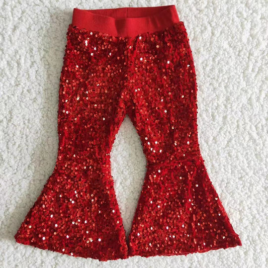 Red Sequin Bell-bottom Hot Sale Kids Christmas Pants