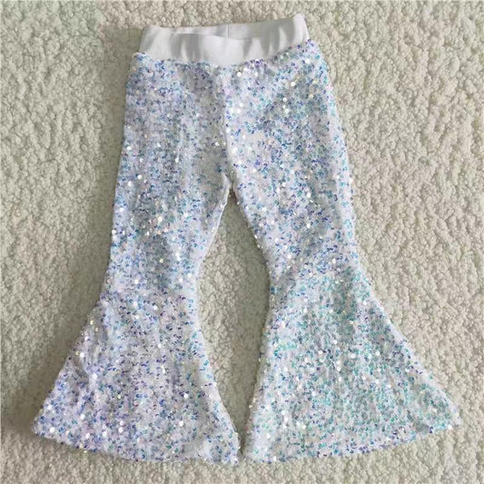 White Sequin Bell-bottom Hot Sale Kids Pants