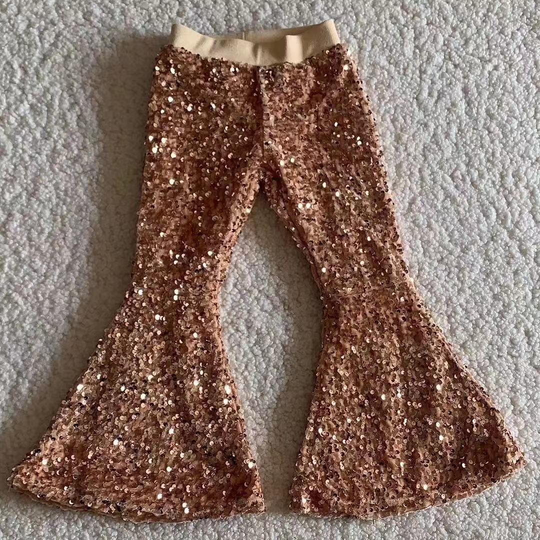 Pink Sequin Bell-bottom Hot Sale Kids Pants