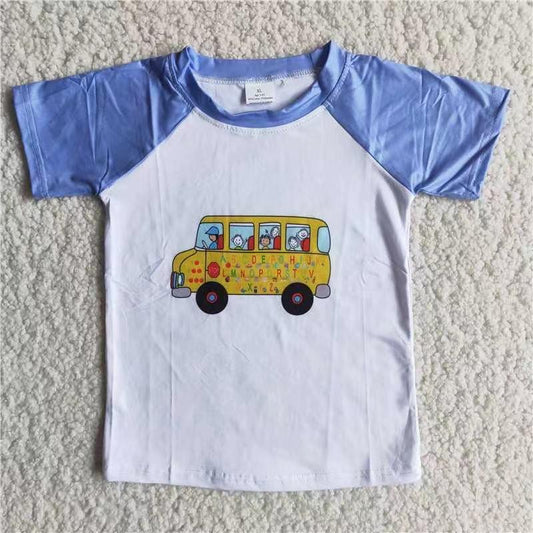 Back To School Raglan Short Sleeve Boys School Bus Boys Casual T-shirt