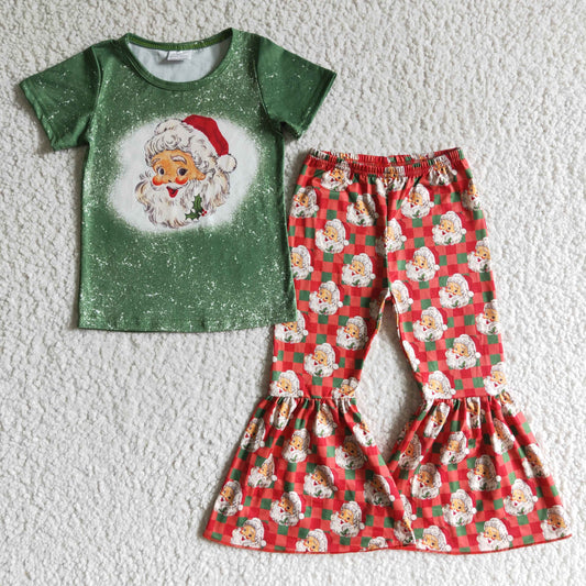 GSPO0182 Green Christmas Santa Girls Outfits