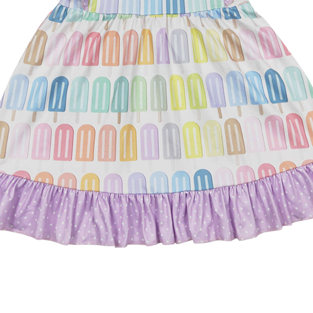 GSD0293 Purple Flutter Sleeve Popsicle Baby Girls Dress