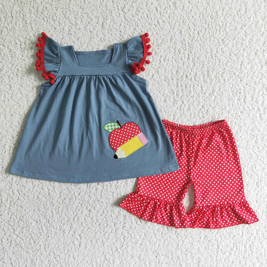 GSSO0120 Embroidery Back To School Baby Kids Outfits
