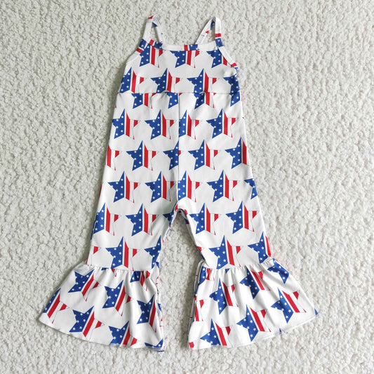 SR0057 4th Of July Stars Print Jumpsuits