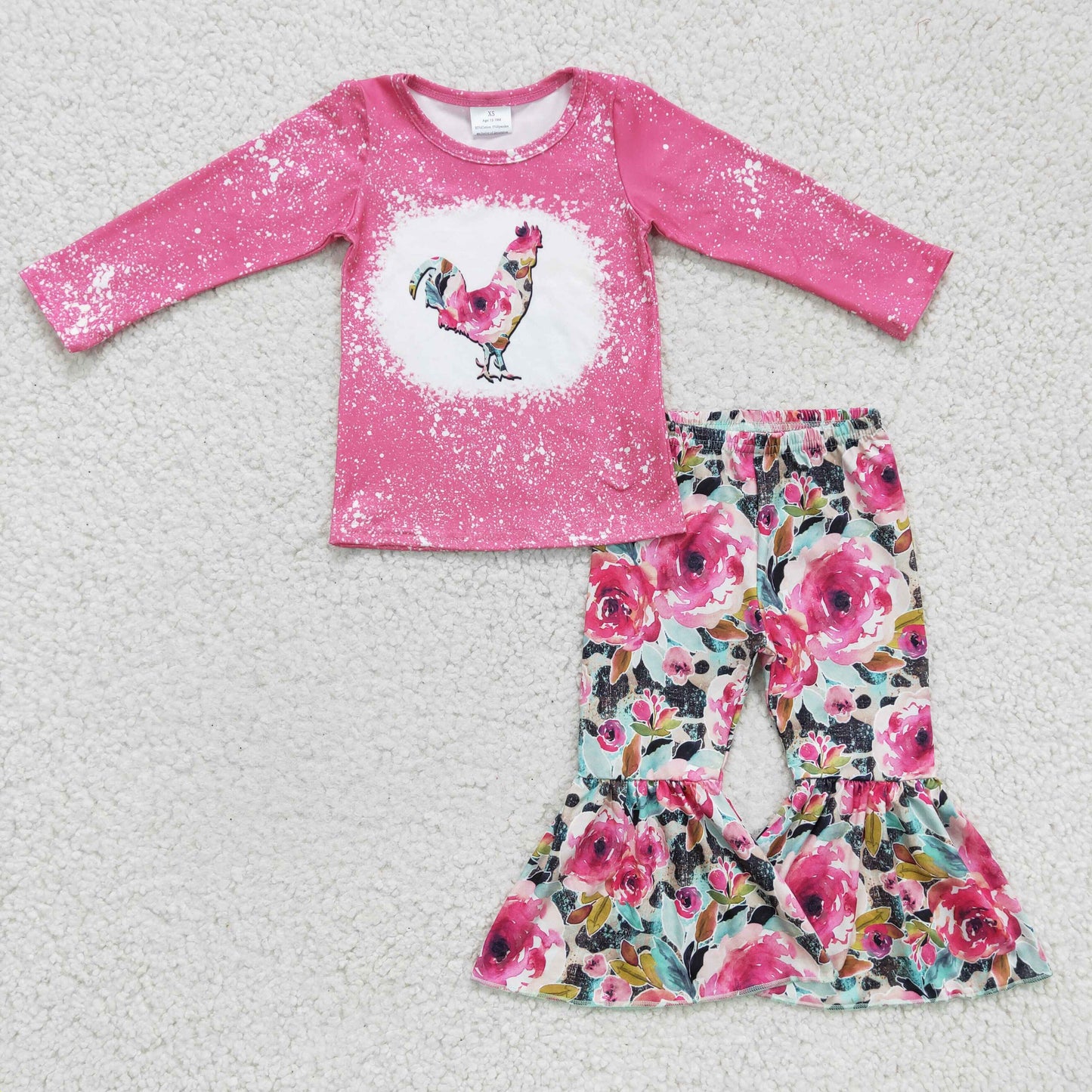 GLP0110 Flower Pink Hen Baby Girls Outfits