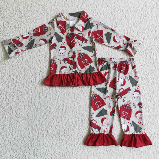 GLP0349 Farm Christmas Girls Pajamas