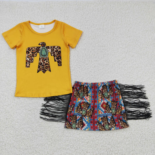 GSD0287 Bird Girls Tassels Skirts Kids Summer Set