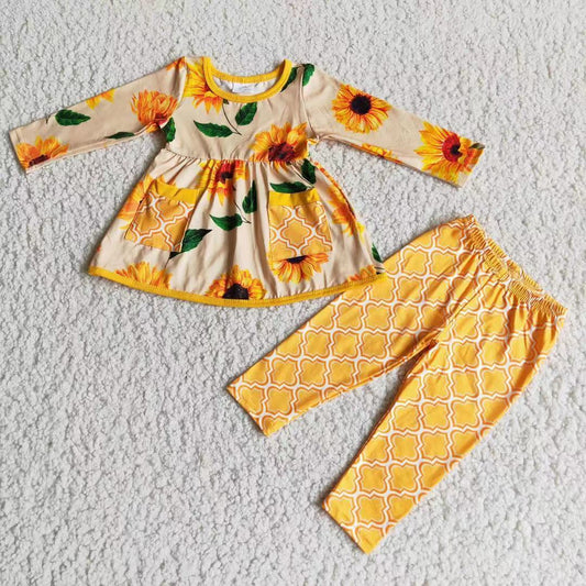 Sunflower Baby Girls Pockets Outfits