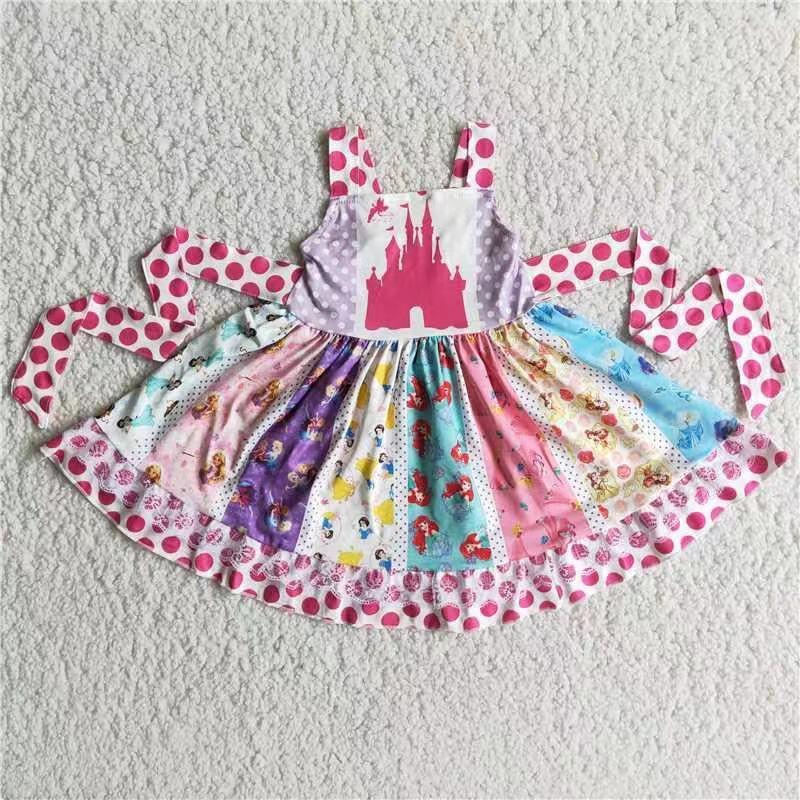 Baby Girls Hot Sale Castle Cartoon Adorable Twirl Dresses