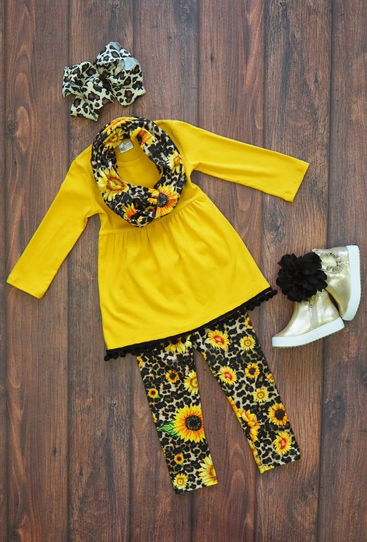 Sunflower 3pcs With Scarf Sets
