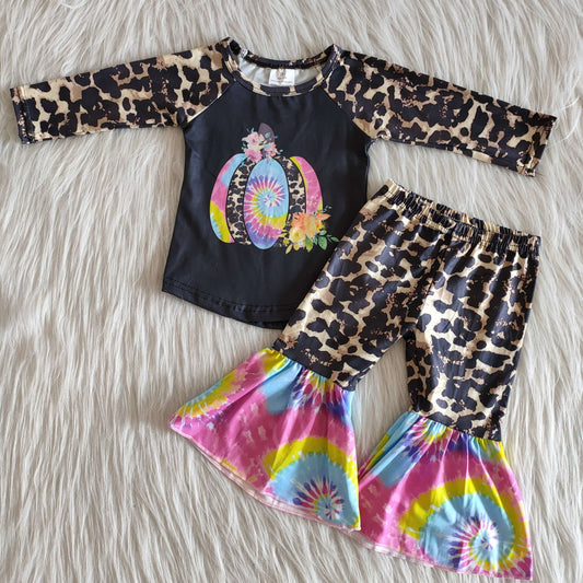 6 A17-27 Tie Dye Pumpkin Leopard Print Adorable Outfits Fall Kids Casual Outfits