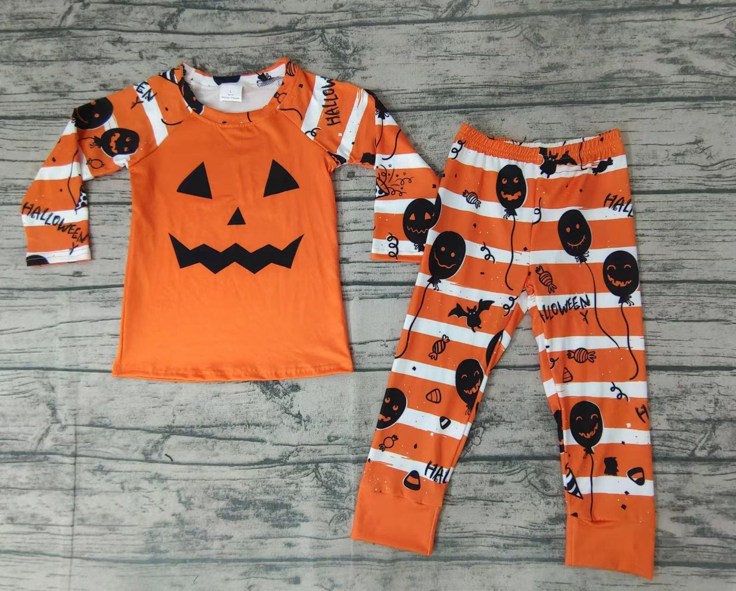 BLP0060 Halloween Boys Orange Ghost Pajamas