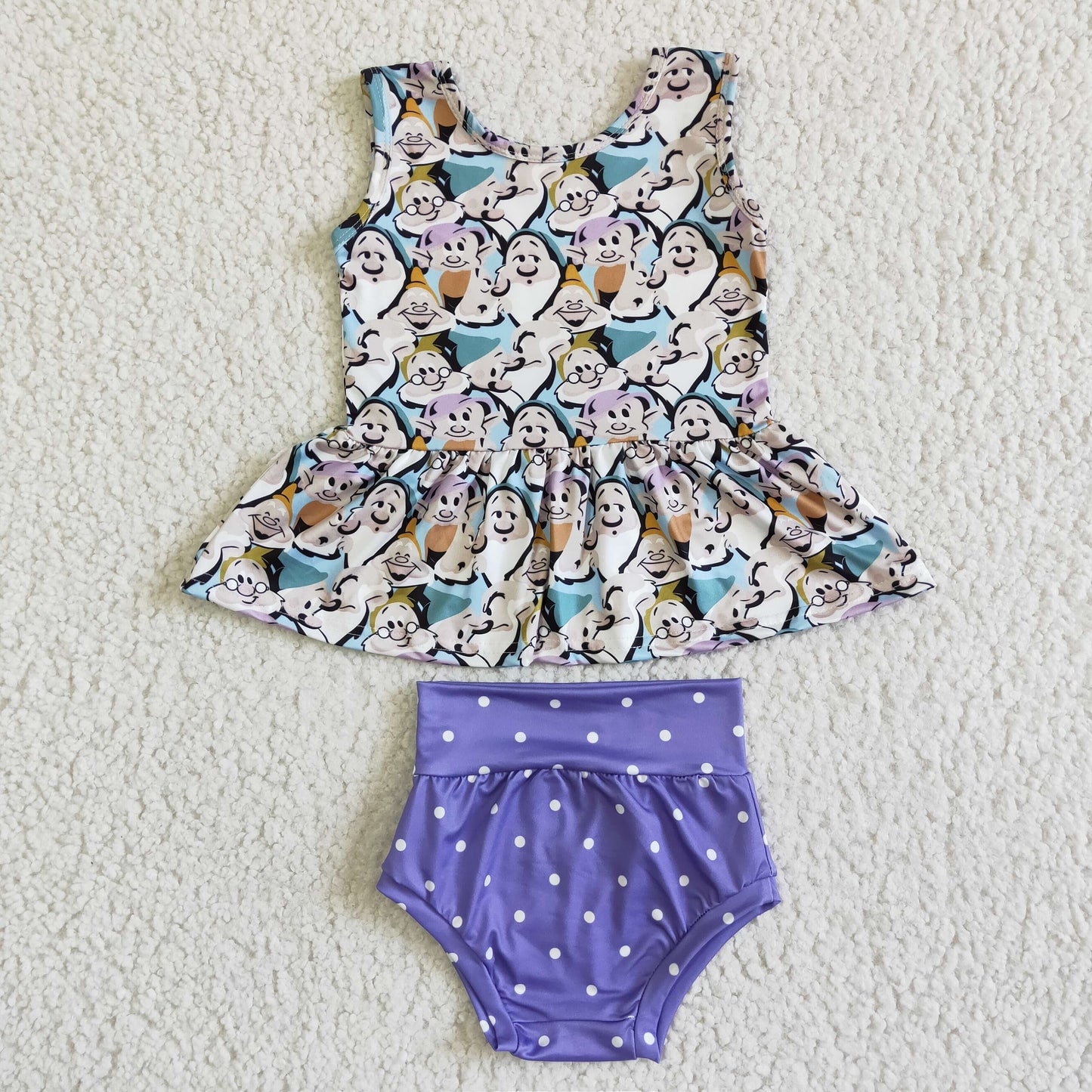 GBO0037 Cartoon Baby Girls Bummies Set