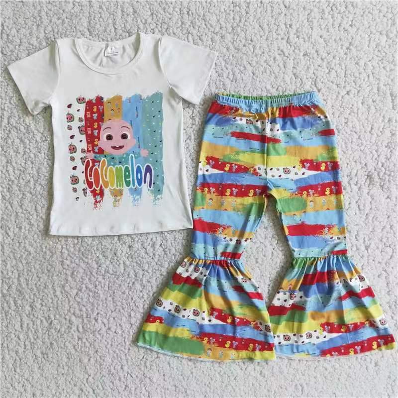 Fashion Girls Melon Rainbow Kids Outfits