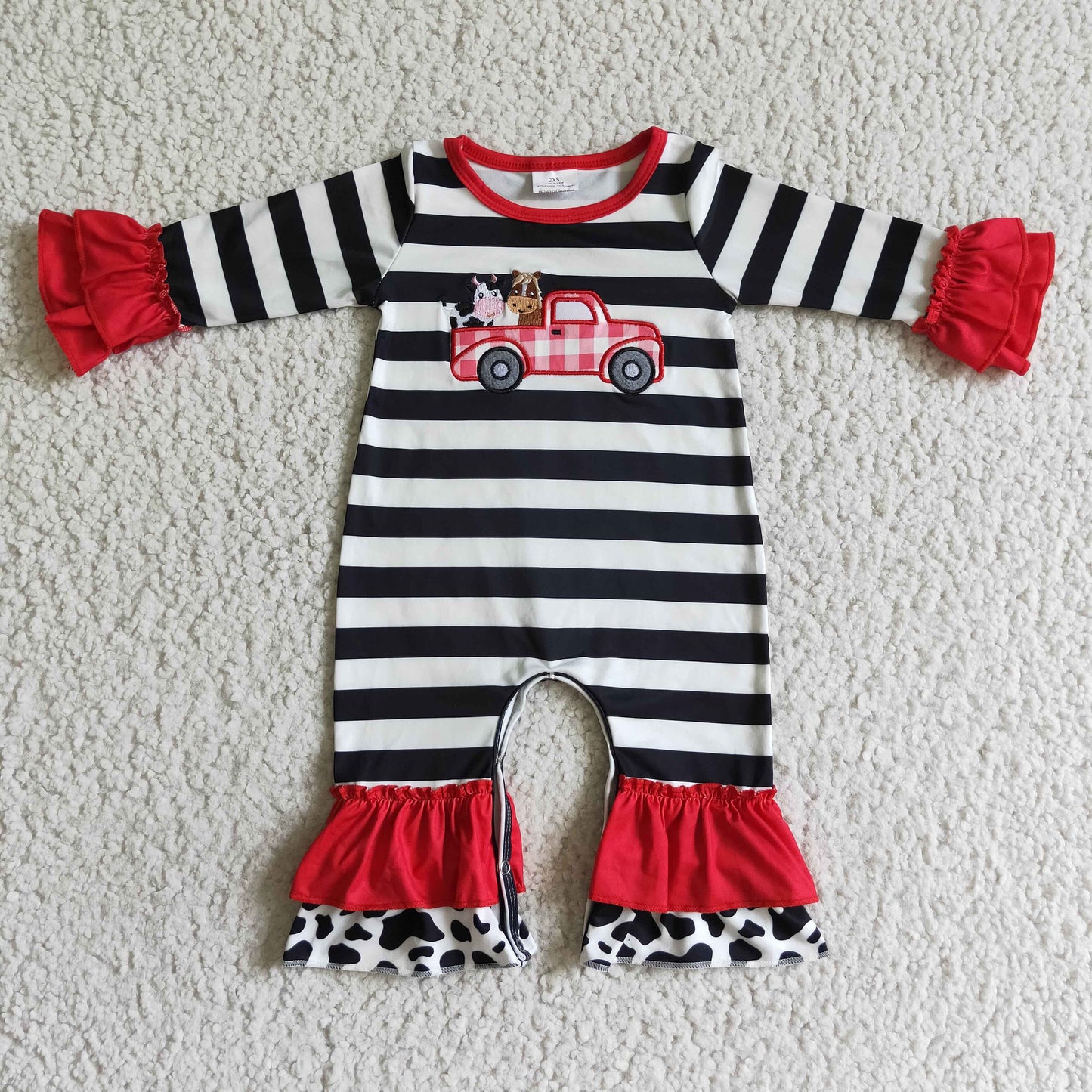 LR0015 Embroidery Farm Romper