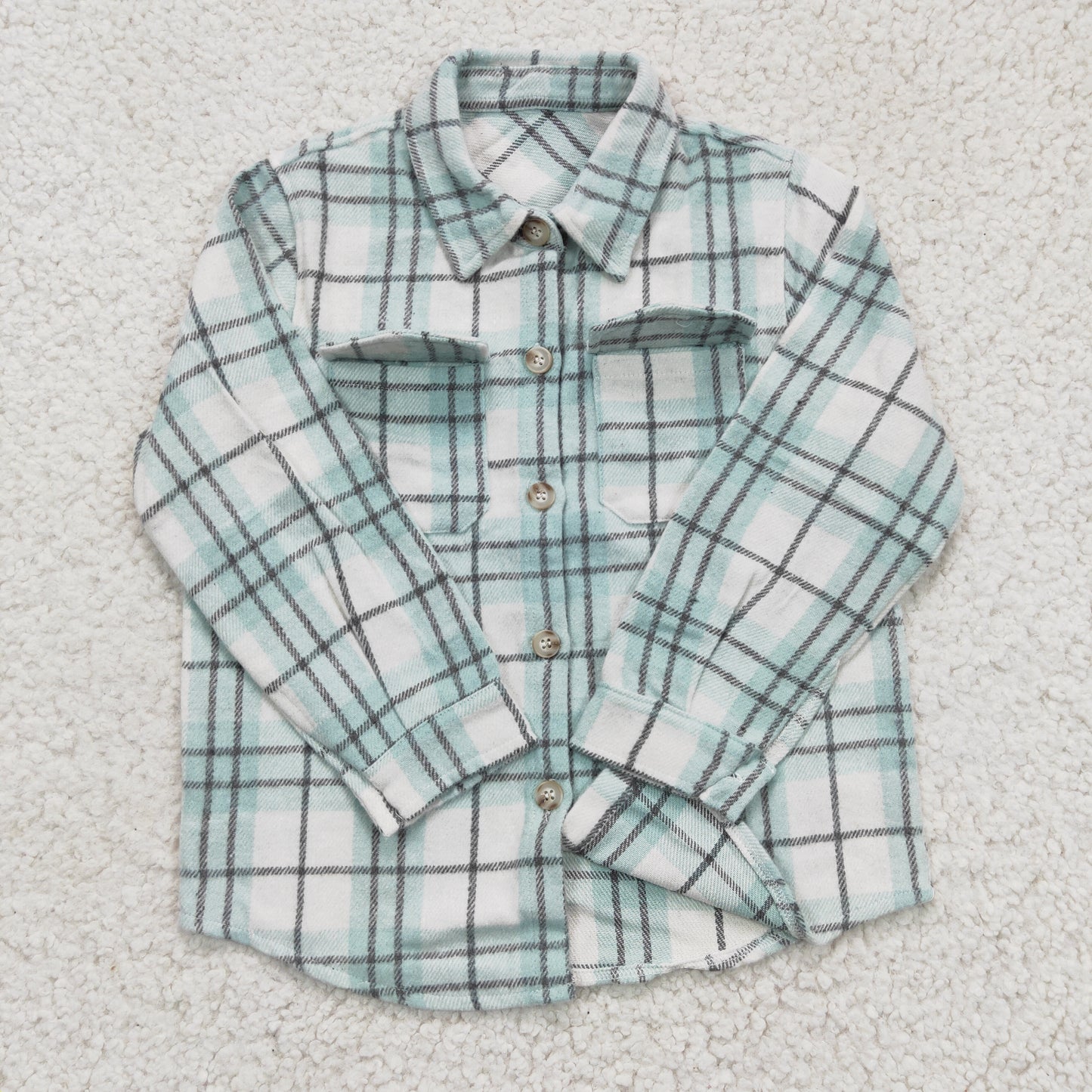 BT0169 Blue Plaid Print Boys Shirts Top