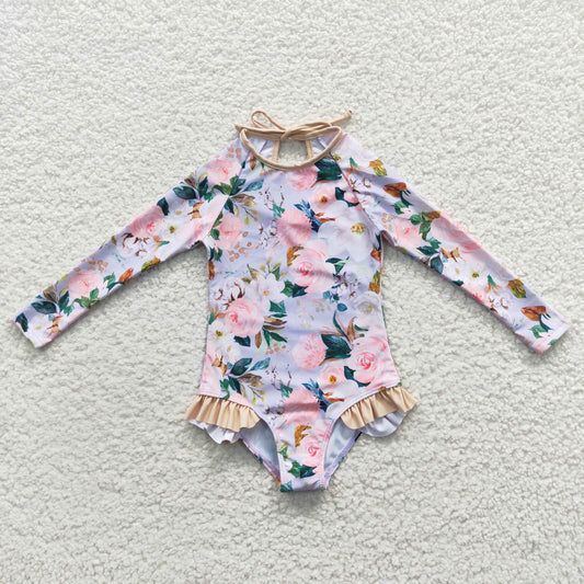 S0085 Flower Long Sleeve Bathing Suits Swimsuits