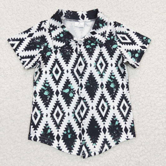 BT0212 Western Aztec Short Sleeve Boys Shirts Top