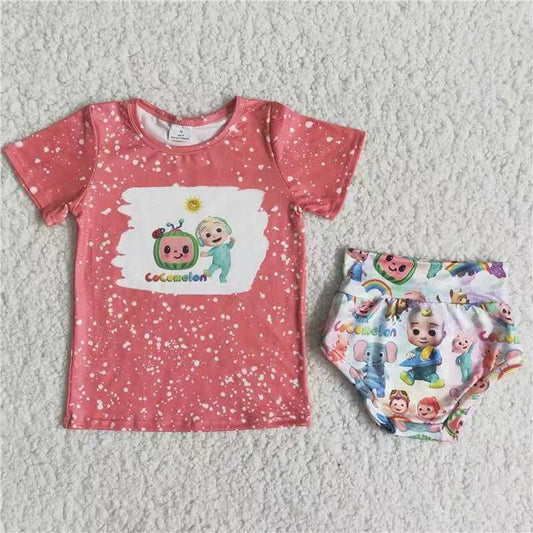 Cartoon Short Sleeve Adorable Bummies Sets