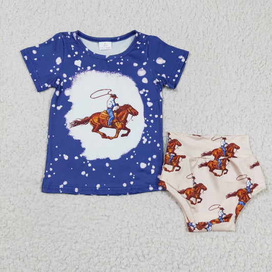 GBO0064 Blue Bleach Western Horse Bummies Set