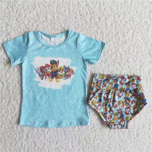 Cartoon Dogs Blue Bummies Set