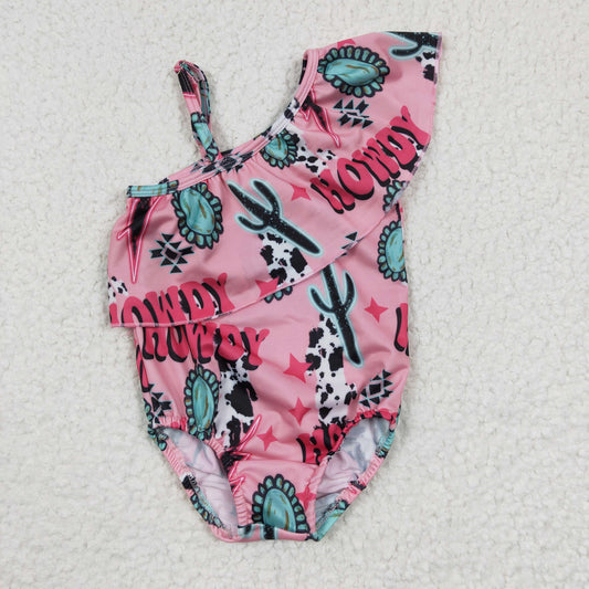 S0092 Howdy Pink Cactus Girls Bathing Suits Swimsuits