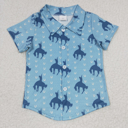BT0164 Blue Horse Western Boys Shirts