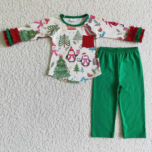 GLP0179 Christmas Green Girls Outfits