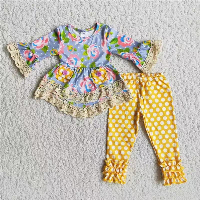 Lace Floral Print Kids Set