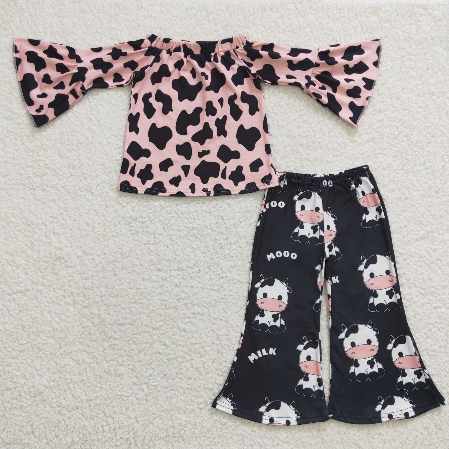GLP0376 Pink Leopard Print Tunic Cow Wooo Baby Girls Set