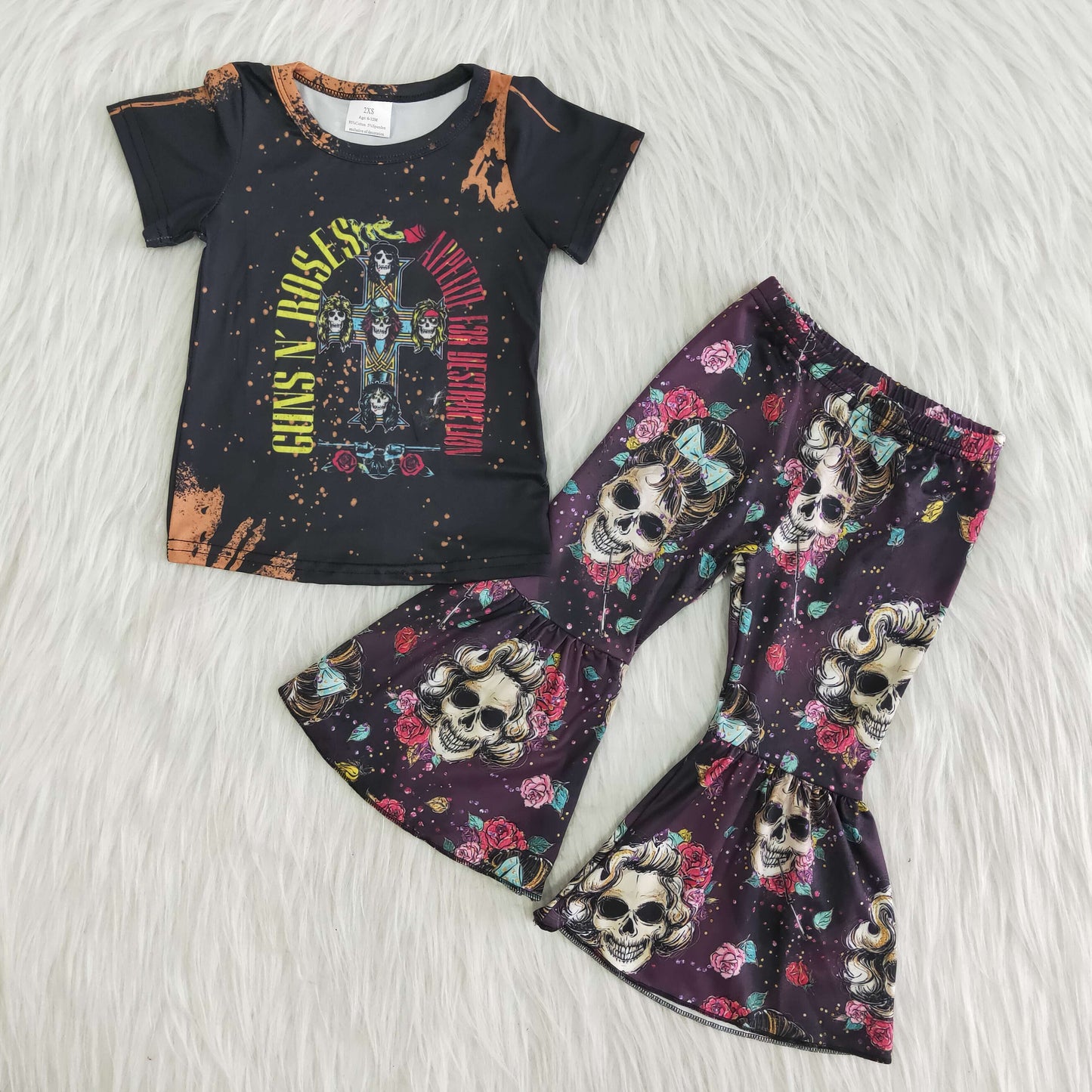 Halloween Fashion Girls T-shirts Match Skull Print Cool Casual Outfits