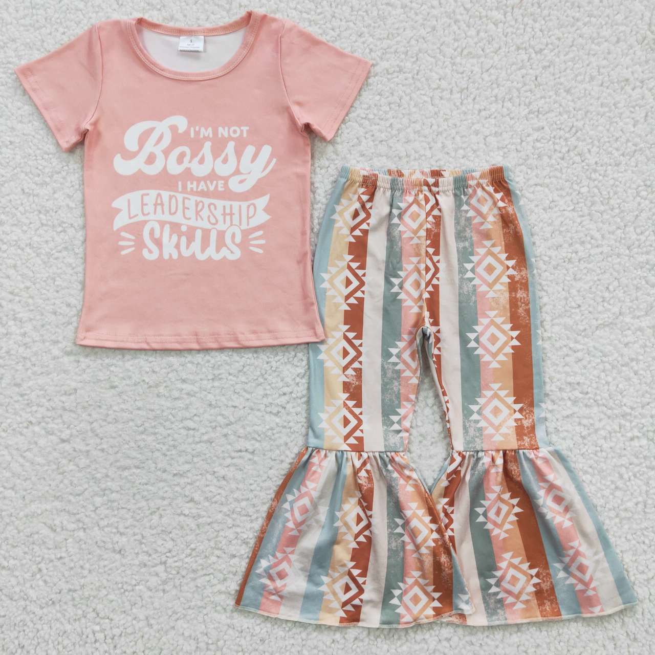 GSPO0562 I Am Not Bossy I Have Leadership Skill Pink Aztec Striped Girls Outfits