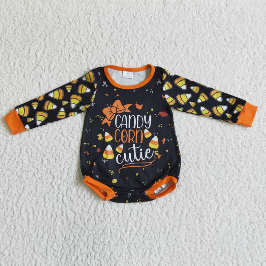 LR0103 Halloween Candy Long Sleeve Baby Bummies Romper